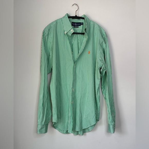 Ralph Lauren Green Striped Men's Shirt - Picture 1 of 5